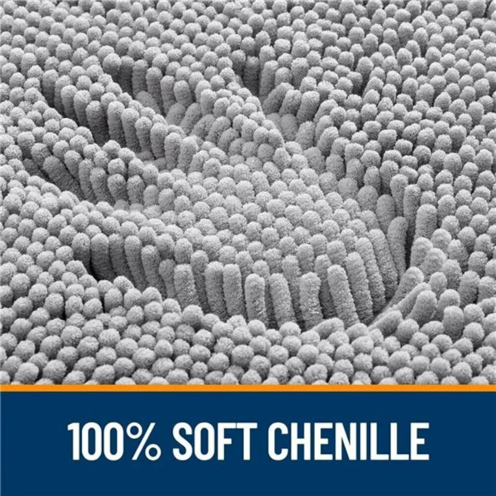 Chenille Bathroom Rug Set 3 Piece Soft Absorbent Quick Dry Bath Mats Grey